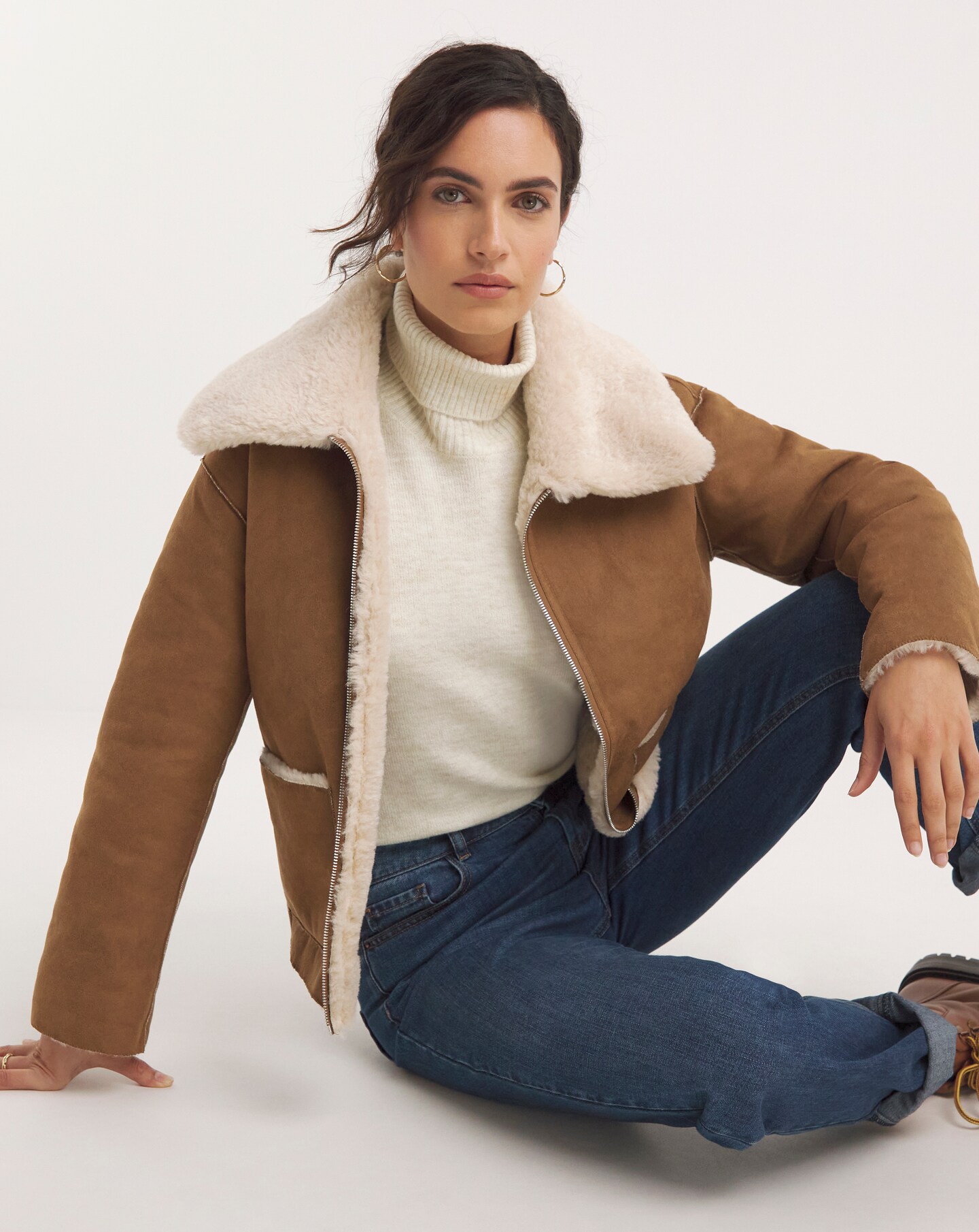Faux shearling hotsell aviator