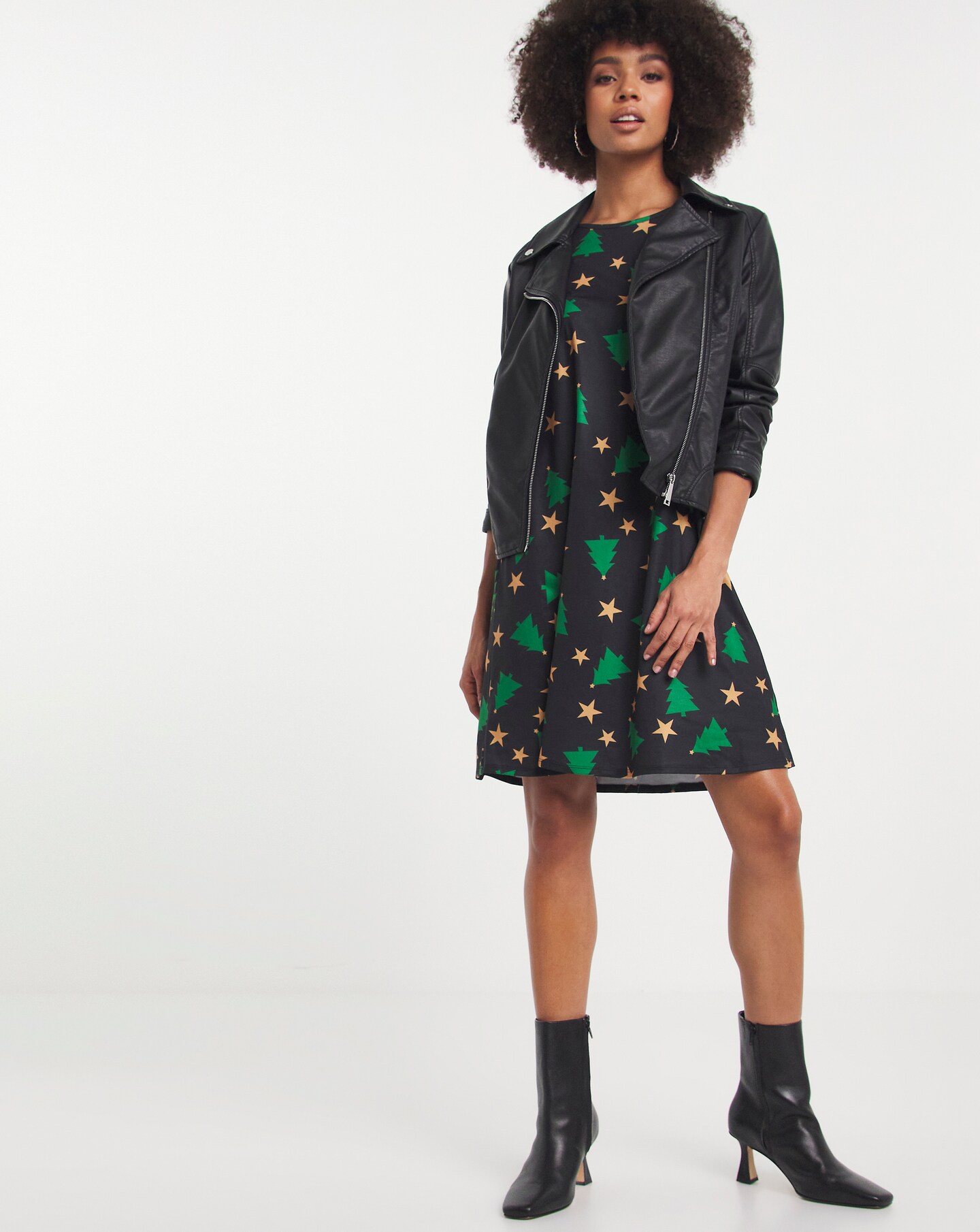 Christmas Tree Jersey Swing Dress 