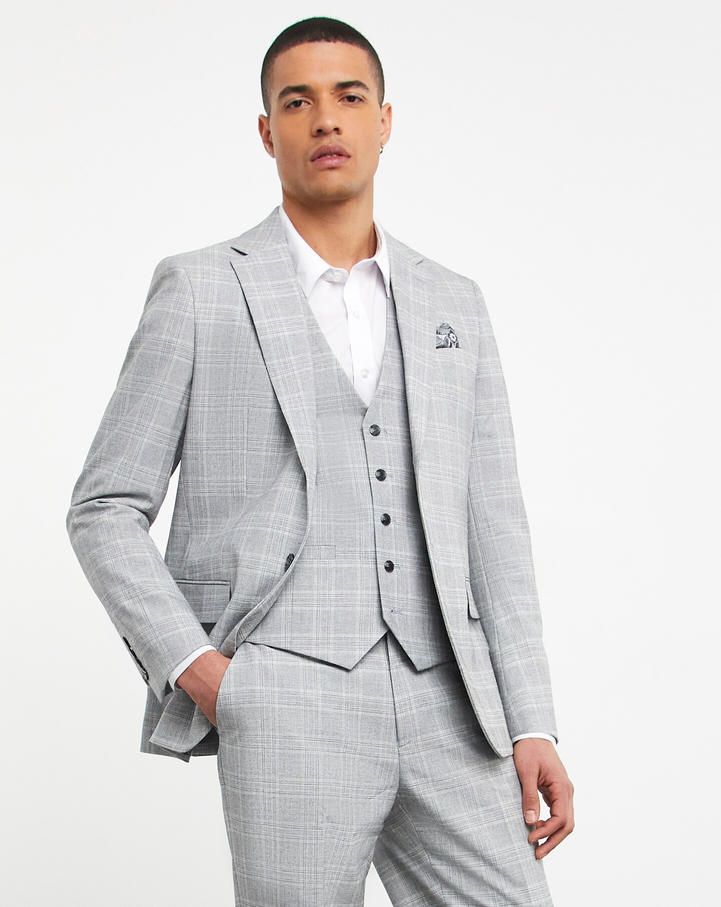 CLANE☆SHADOW CHECK TAILORED JACKET CLANE☆SHADOW CHECK TAILORED JACKET Tagliatore Grey and Blue