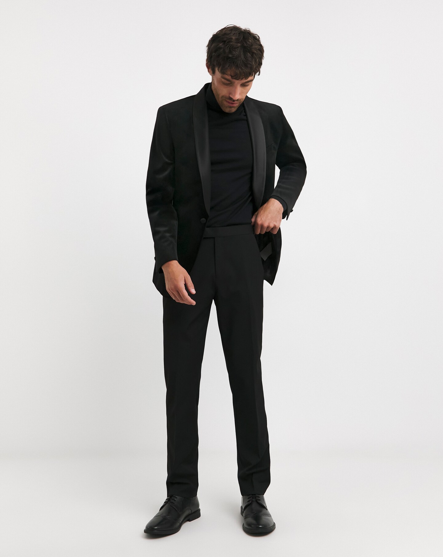 Velvet Satin Lapel Blazer Regular Oxendales