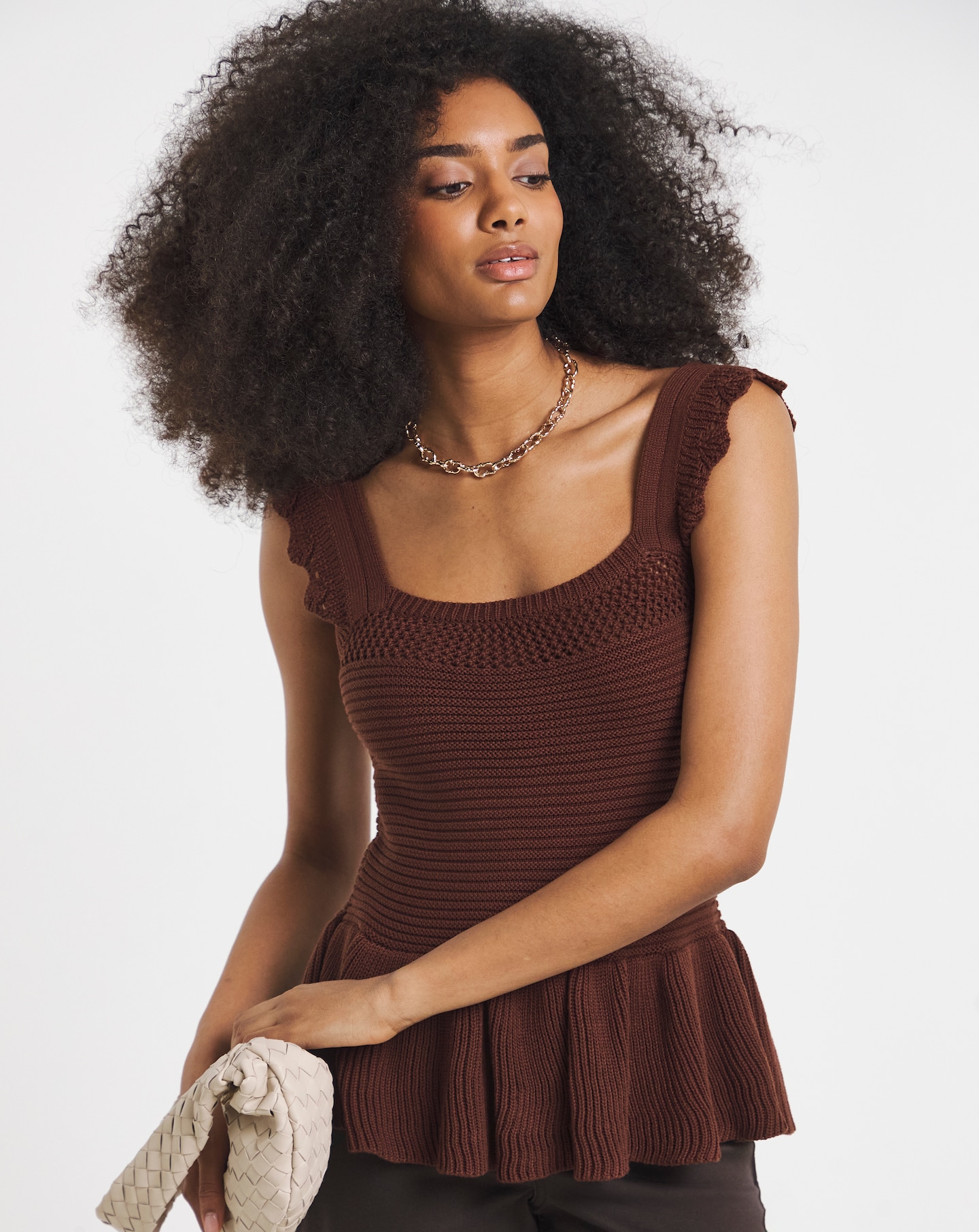 Crochet Square Neck Frill Top | Oxendales