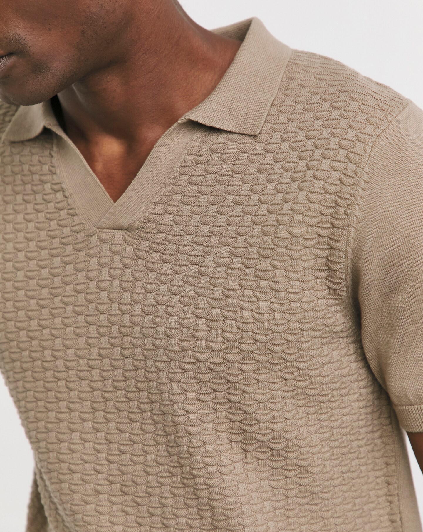 Texured Short Sleeve Knitted Polo | Oxendales