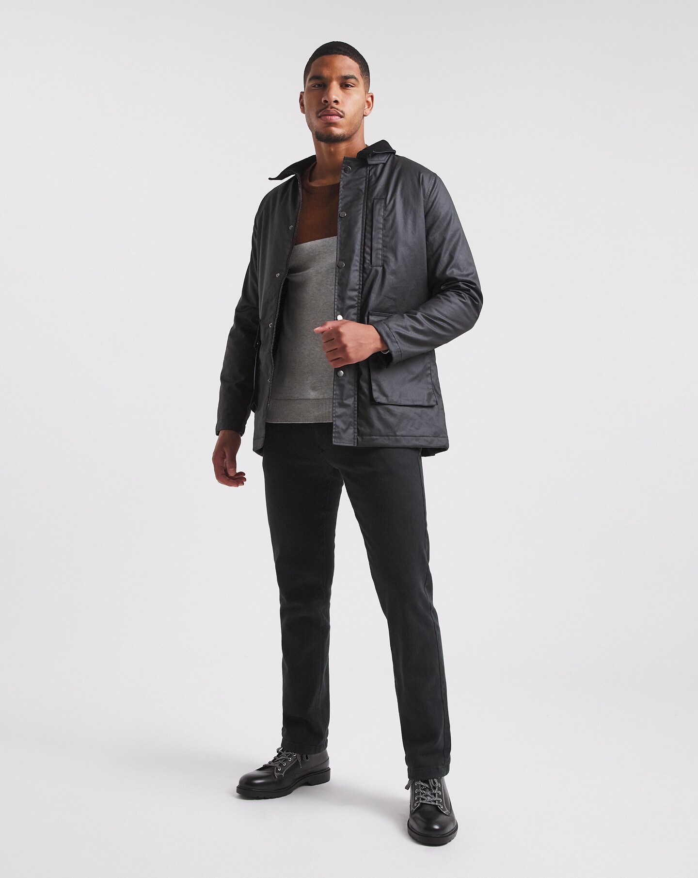 Black Cotton Wax Jacket Oxendales