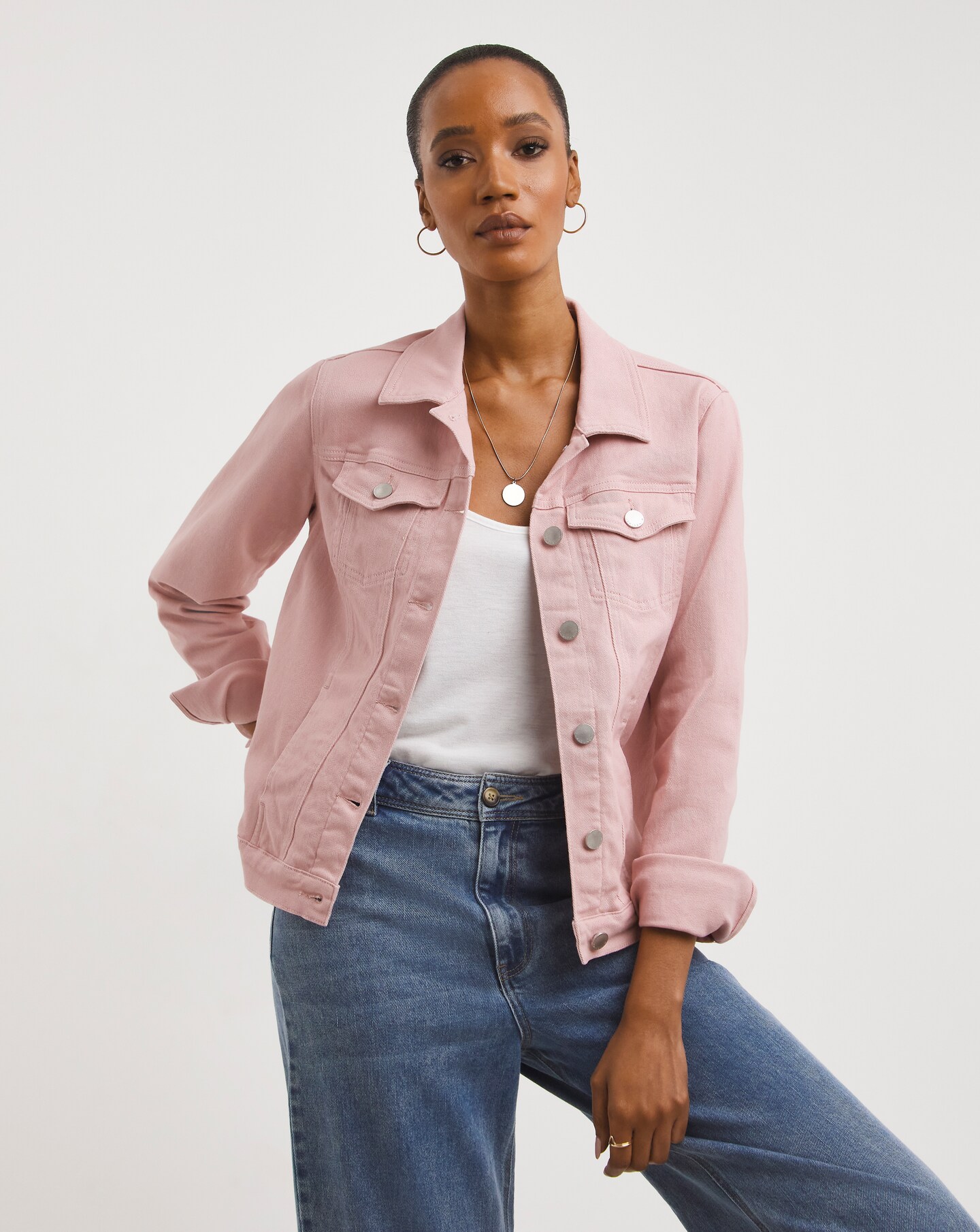 Dusky Pink Western Denim Jacket | Oxendales
