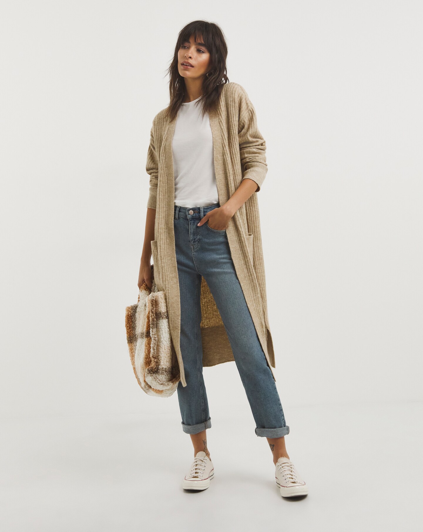 fluffy yarn cardigan