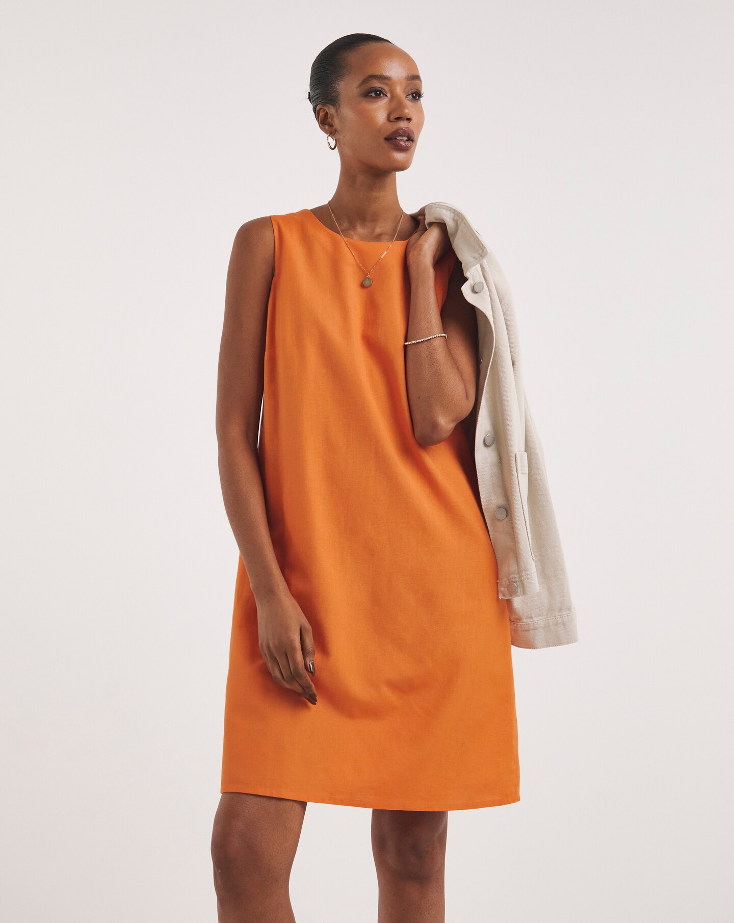 Orange linen dress uk sale