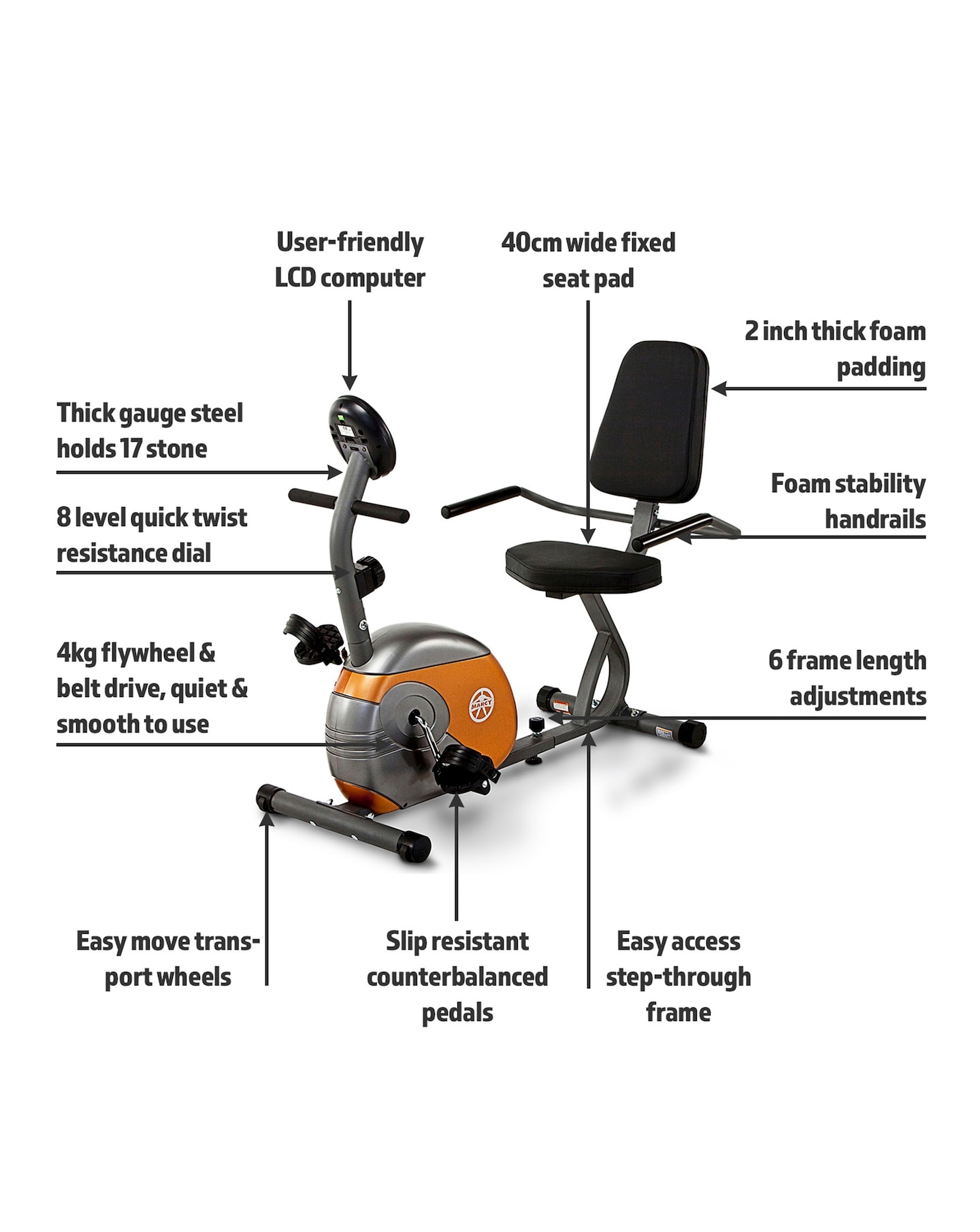 Magnetic Resistance Me 709 Recumbent Bike Marcy Start