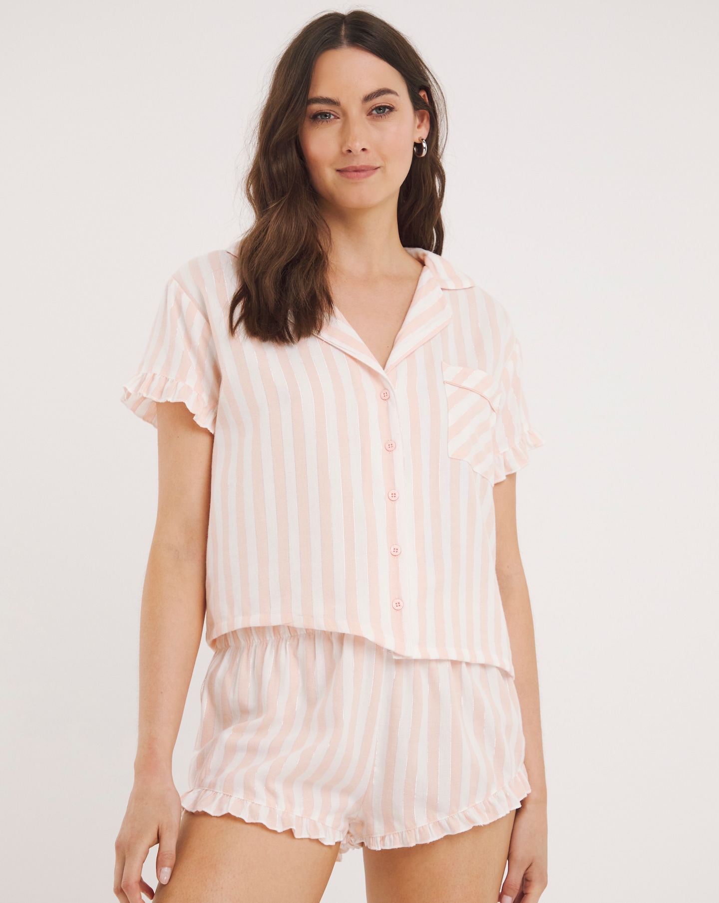 Boux Avenue Peach Stripe Short PJ Set Oxendales